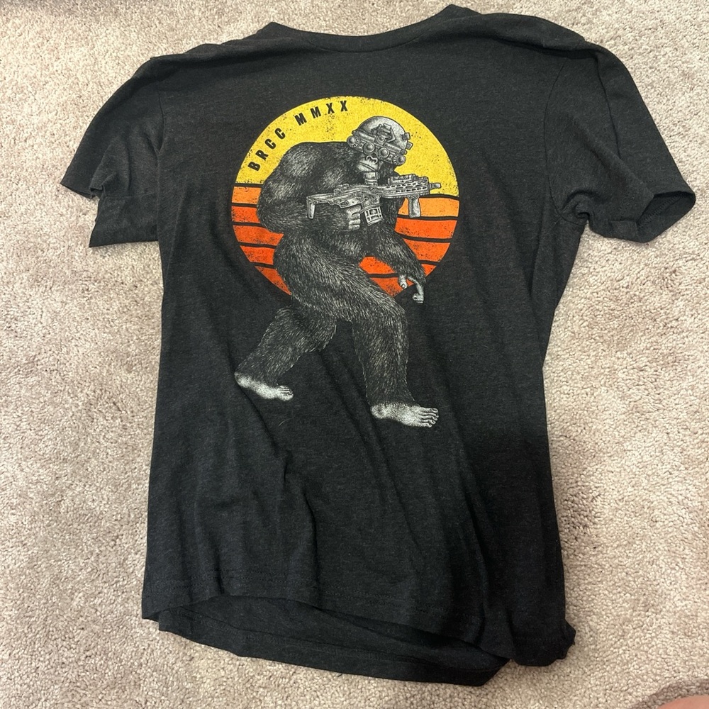 Black Graphic Tee with Bigfoot Design